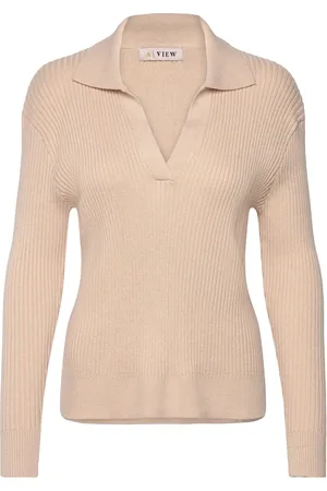 A-View Freja Knit Blouse Tops Blouses Long-sleeved Beige