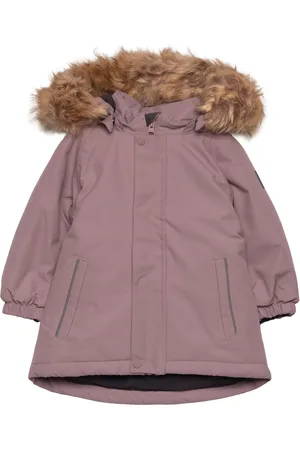 Color Kids Parka W. Fake Fur Parkas Jakke Pink
