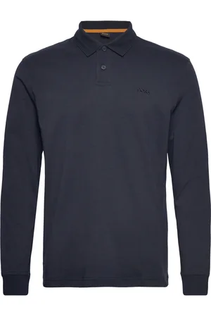 HUGO BOSS Pe_Interlock_Long Tops Polos Long-sleeved Navy