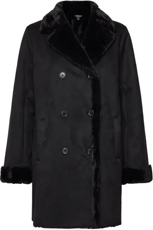 Ralph Lauren Double-Breasted Faux-Suede Coat Skinnjakke Skinnjakke Black