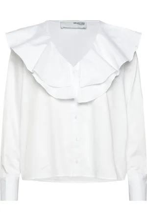 SELECTED Slfisobel Ls Ruffled Shirt B Tops Shirts Long-sleeved White