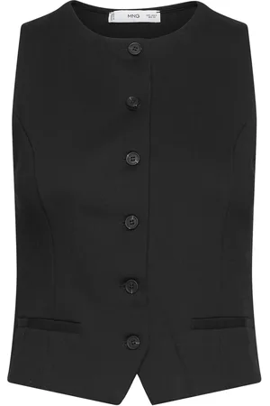 MANGO Roma Knitted Gilet Blazers Sleeveless Blazers Black