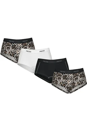 Pieces® Pclogo Lady 4 Pack Aop/Solid Noos Bc Truse Brief Truse Black