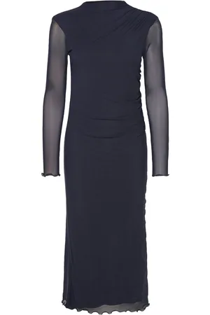 Mads Norgaard Stretch Mesh Fia Dress Maxikjole Festkjole Navy