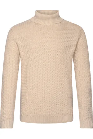 SELECTED Slhzig Ls Knit Structure Roll Neck Tops Knitwear Turtlenecks Cream