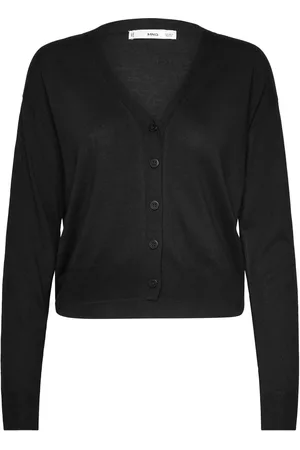 MANGO Button Knit Cardigan Tops Knitwear Cardigans Black