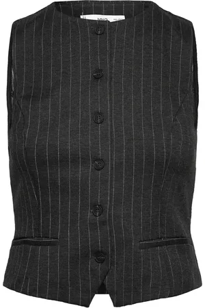 MANGO Roma Knitted Gilet Blazers Sleeveless Blazers Grey
