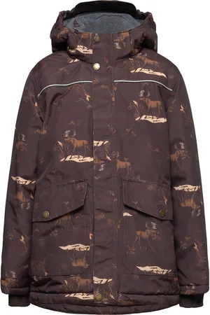 Mikk-Line Polyester Boys Jacket - Aop Outerwear Jackets & Coats Winter Jackets Brown