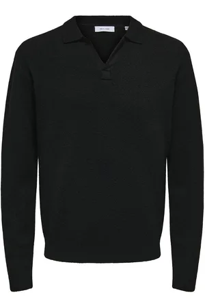 Only & Sons Onsraymond Reg 12 Resort Knit Tops Polos Long-sleeved Black
