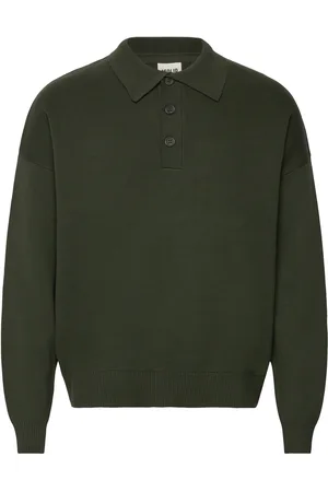 Solid Sdnahim Tops Polos Long-sleeved Green