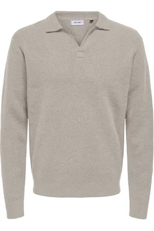 Only & Sons Onsraymond Reg 12 Resort Knit Tops Polos Long-sleeved Beige