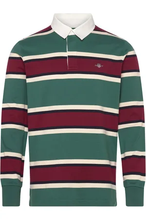 GANT Yarn Dyed Striped Heavy Rugger Tops Polos Long-sleeved Green