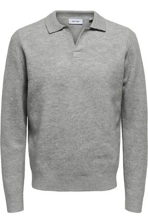 Only & Sons Onsraymond Reg 12 Resort Knit Tops Polos Long-sleeved Grey