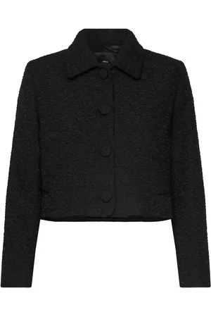 MANGO Crop Tweed Jacket Blazers BouclÉ Blazers Black