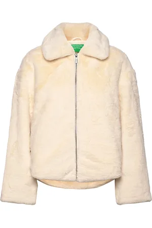 Benetton Jacket Outerwear Faux Fur Cream