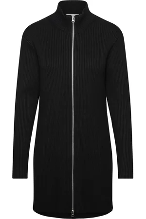Weekday Long Zip Cardigan Tops Knitwear Cardigans Black