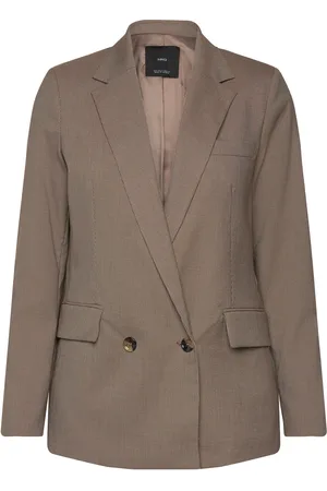 MANGO Front Button Closure Blazers Double Breasted Blazers Brown