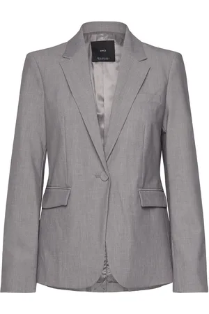 MANGO Straight-Fit Suit Jacket Blazers Single Breasted Blazers Grey