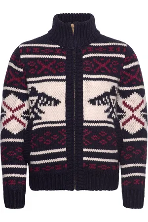 Superdry Chunky Knit Patterened Zipthru Tops Knitwear Full Zip Jumpers Navy