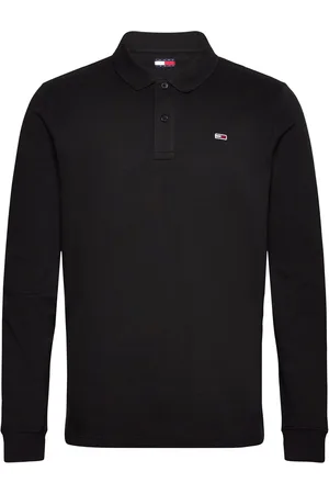 Tommy Hilfiger Tjm Slim Placket Polo Ls Ext Tops Polos Long-sleeved Black