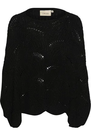 Cream Crmistletoe Knit Poncho Tops Knitwear Ponchos Black