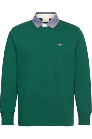 GANT Reg Chambray Heavy Rugger Tops Polos Long-sleeved Green