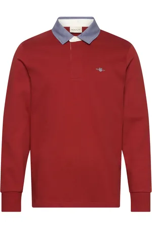 GANT Reg Chambray Heavy Rugger Tops Polos Long-sleeved Red