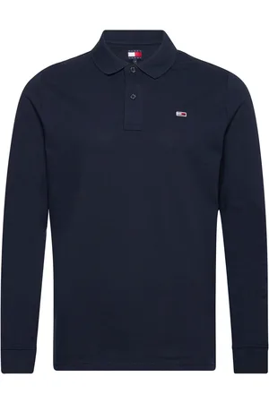 Tommy Hilfiger Tjm Slim Placket Polo Ls Ext Tops Polos Long-sleeved Navy