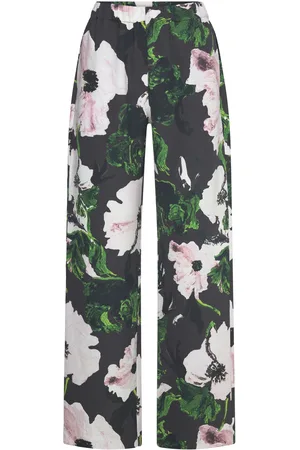 STINE GOYA Elasticated Long Pants, 2259 Struct Bottoms Trousers Wide Leg Black