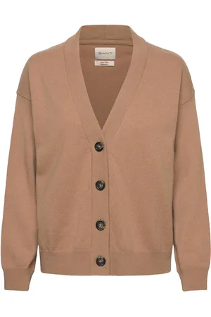 GANT Superfine Lambswool Cardigan Tops Knitwear Cardigans Beige