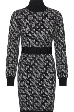 Guess Lise 4G Ls Belted Dress Swtr Kort Kjole Black