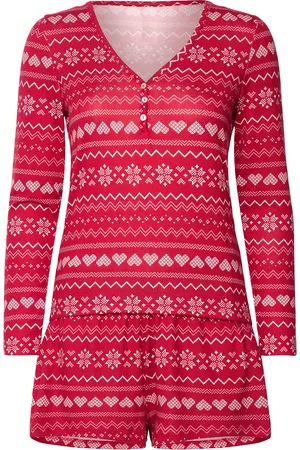 Hunkemöller Pj Short Jersey Fairisle Pyjamas Red