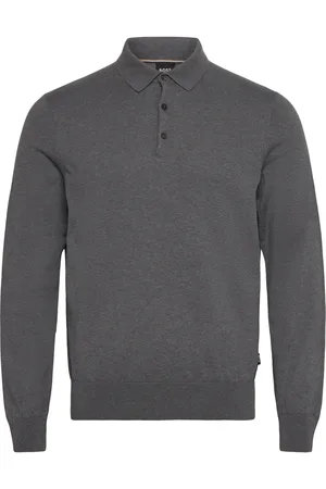 HUGO BOSS Gemello-P Tops Knitwear Long Sleeve Knitted Polos Grey