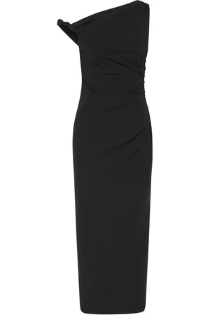 MANGO Asymmetrical Dress With Gathered Details Maxikjole Festkjole Black