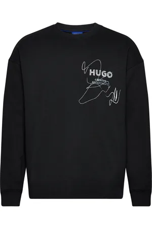 Hugo Blue Newcrew Tops T-shirts Long-sleeved Black