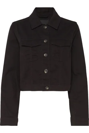 Monki Cropped Twill Jacket Outerwear Jackets Light-summer Jacket Black