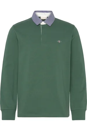 GANT Reg Chambray Heavy Rugger Tops Polos Long-sleeved Green