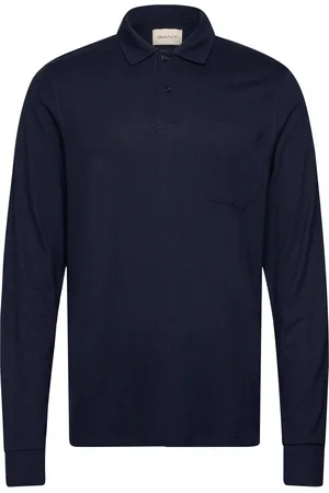 GANT Tencel Wool Ls Polo Tops Polos Long-sleeved Navy