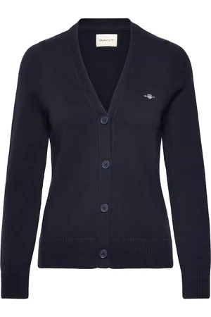 GANT Classic Cotton Cardigan Tops Knitwear Cardigans Navy