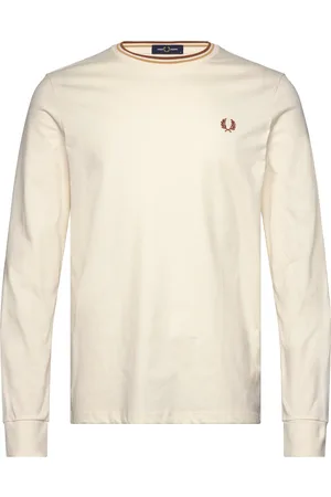 Fred Perry Ls Twin Tipped T-Shirt Tops T-shirts Long-sleeved Cream