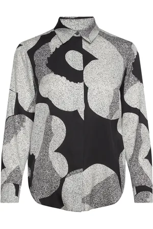 Marimekko Maija Unikko Tops Shirts Long-sleeved Black