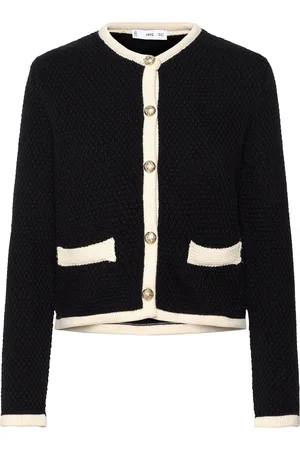 MANGO Knitted Butt D Jacket Tops Knitwear Cardigans Black