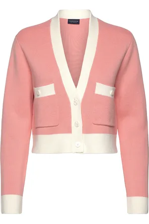 Lexington Half Milano Knitted Cardigan Tops Knitwear Cardigans Pink