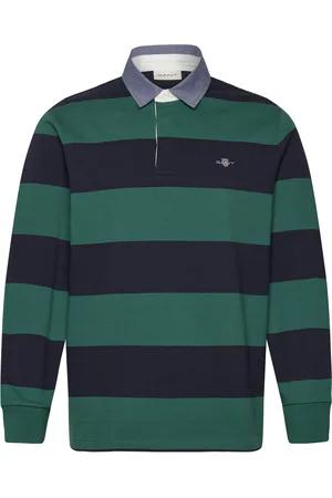 GANT Reg Chambray Stripe Heavy Rugger Tops Polos Long-sleeved Navy