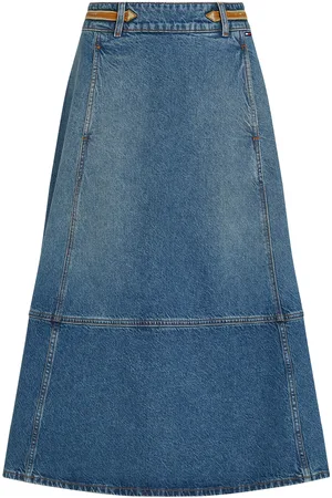 Tommy Hilfiger Dnm Midi Skirt Hw Leather Bo Skirts Knee-length & Midi Skirts Blue