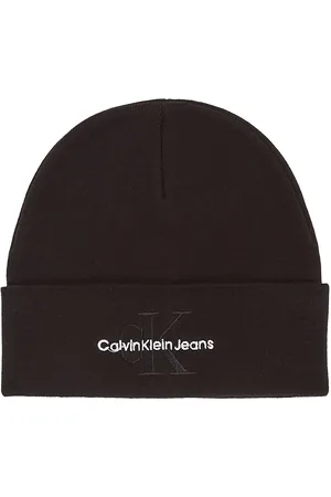 Calvin Klein Mono Logo Embro Beanie Accessories Headwear Beanies Black