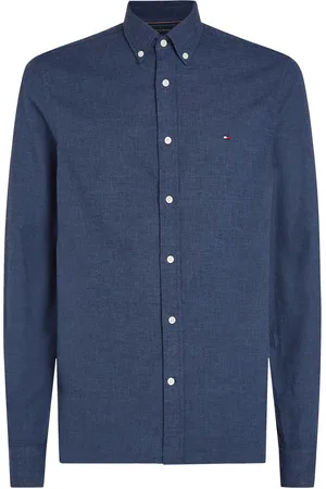Tommy Hilfiger Brushed Linen Solid Sf Shirt Tops Shirts Casual Navy