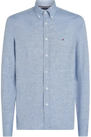 Tommy Hilfiger Brushed Linen Solid Sf Shirt Tops Shirts Casual Blue