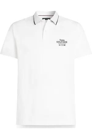 Tommy Hilfiger Left Chest Graphic Reg Polo Tops Polos Short-sleeved White