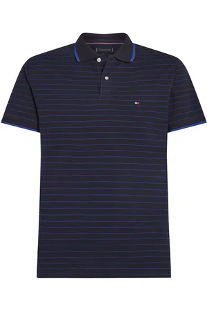Tommy Hilfiger Oxford Stripe Reg Polo Tops Polos Short-sleeved Navy